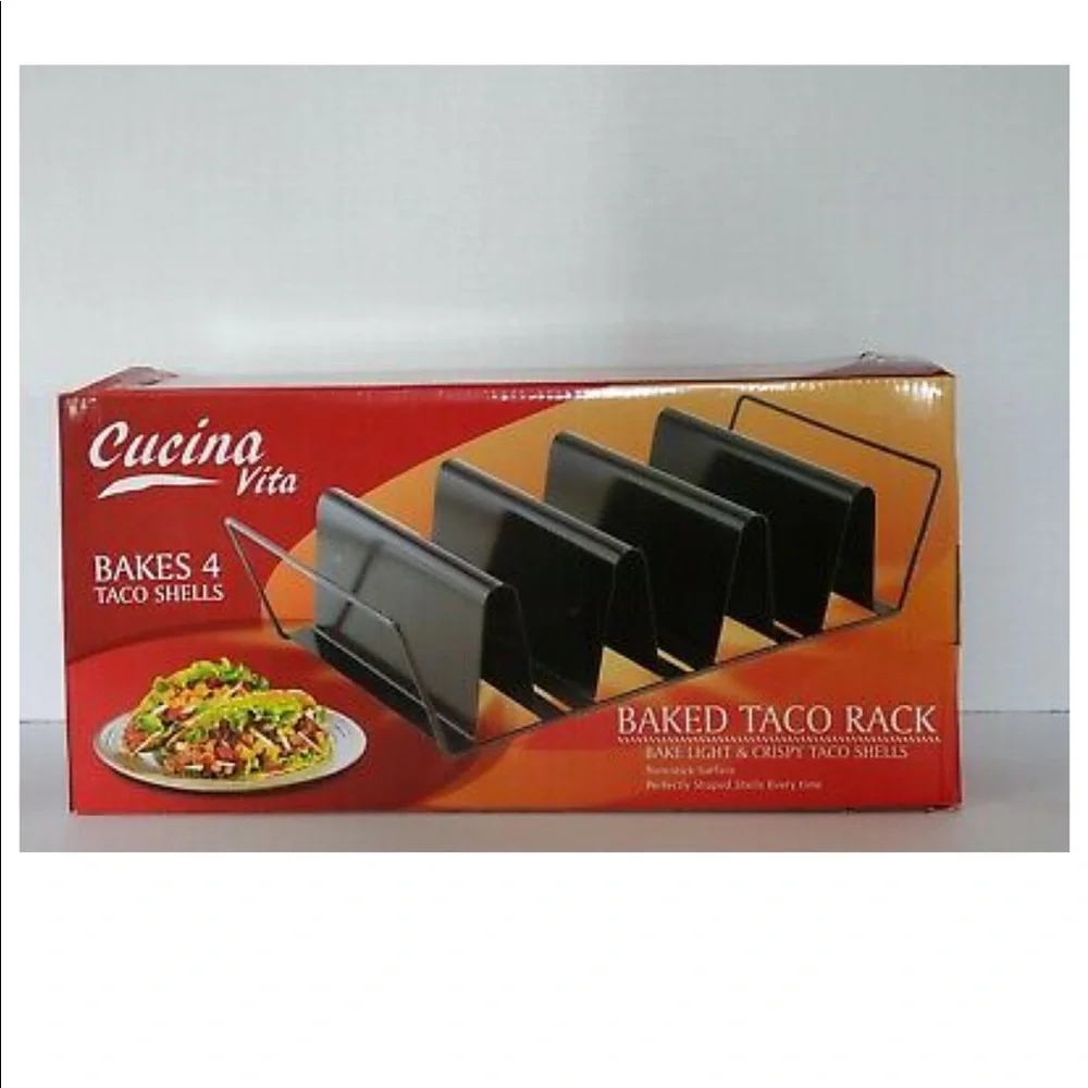 NWT Cucina Vita Baked Taco Rack NIB Bakes 4 Taco Shells